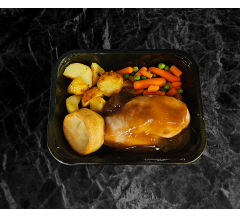 Home made chicken dinner,peas,carrots , yorkshire pudding & gravy